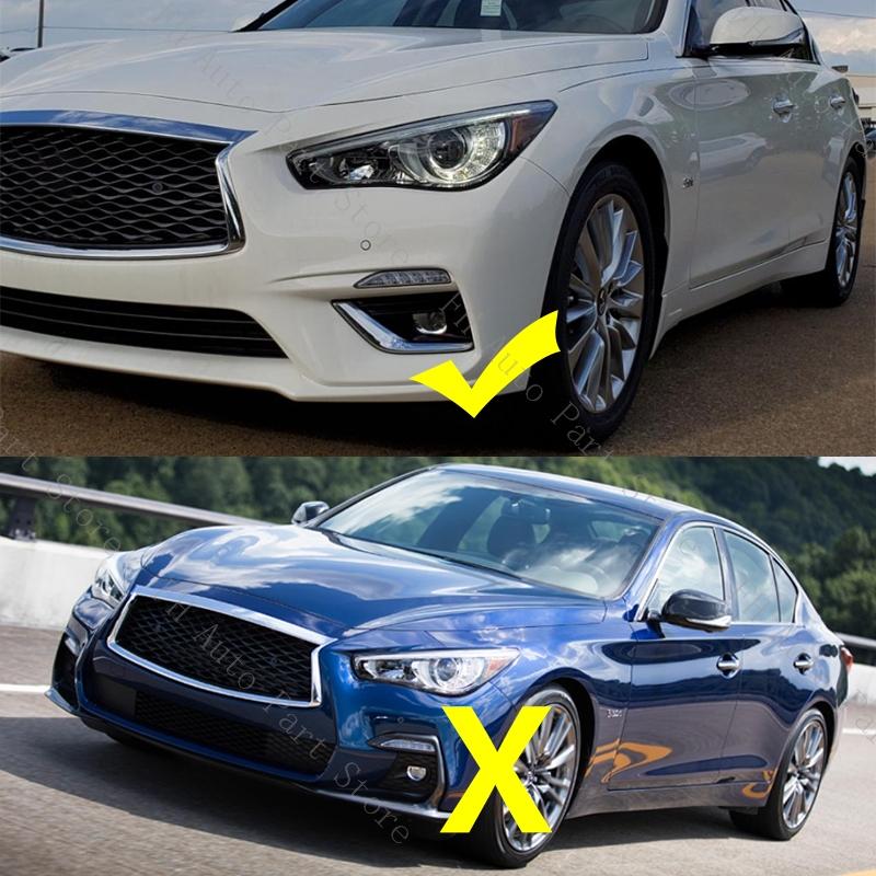 For Infiniti Q50 2018 2019 2020 Car Front Bumper Foglight Foglamp Trim Cover Frame Hood Cap Lid Bezel 62257-6HH0A 62256-6HH0A