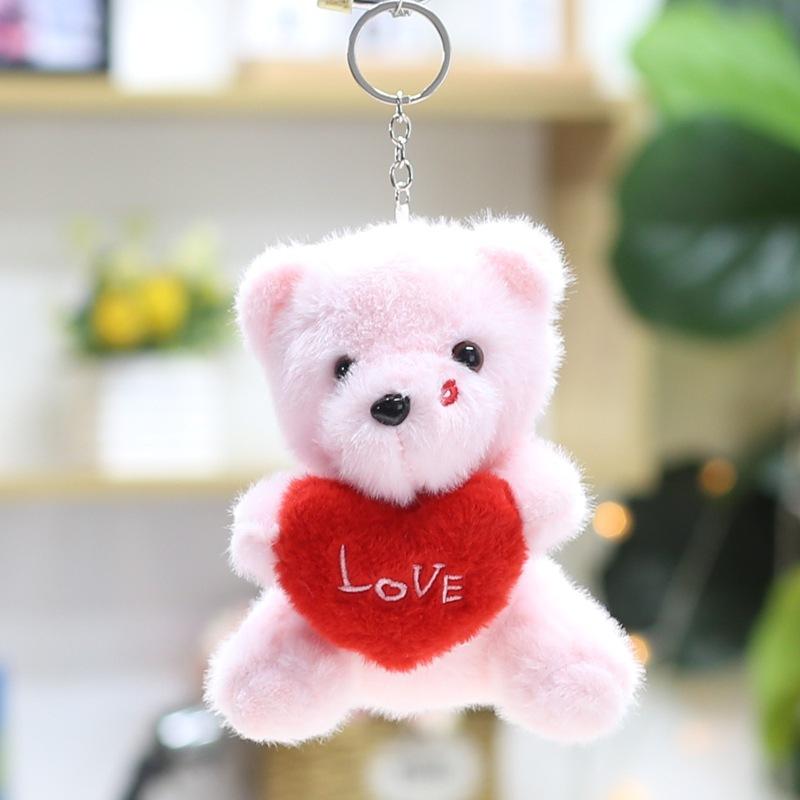 Flower Bear Pendant Cute Ribbon Bear Plush Toy Doll Bag Hanging Doll Keychain Doll