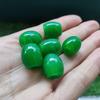 Bright Green Malaysian Jadeite Barrel Beads with Large Holes and Ruyi Design