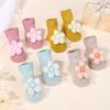 6pairs Random Color Pretty Newborn Baby Girls Socks Cute Flowers Toddler Princess Leather Soles Infant Soft Elastic Floral Sock
