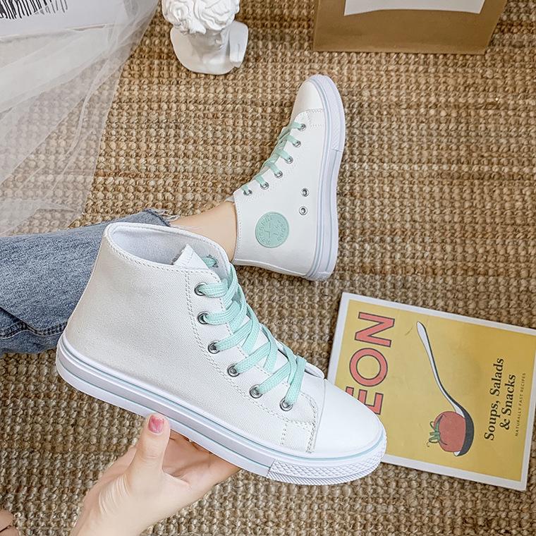 Buy Mint Green Canvas Shoes Women's Autumn Korean Version Of The Versatile Highrise Shoes Women