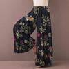 Floral Print Wide Leg Women Pants Spring Drawstring Bohemia Trousers Lady Casual Loose Elastic Waist Pantalonsw