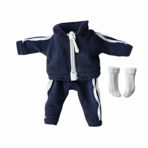 Obitsu 11 OB11 Size Outfit for Obitsu Doll 11cm Body: School Jersey, Jumper, Pants, and Socks, 3-Piece Set (Navy) In 5 Colors