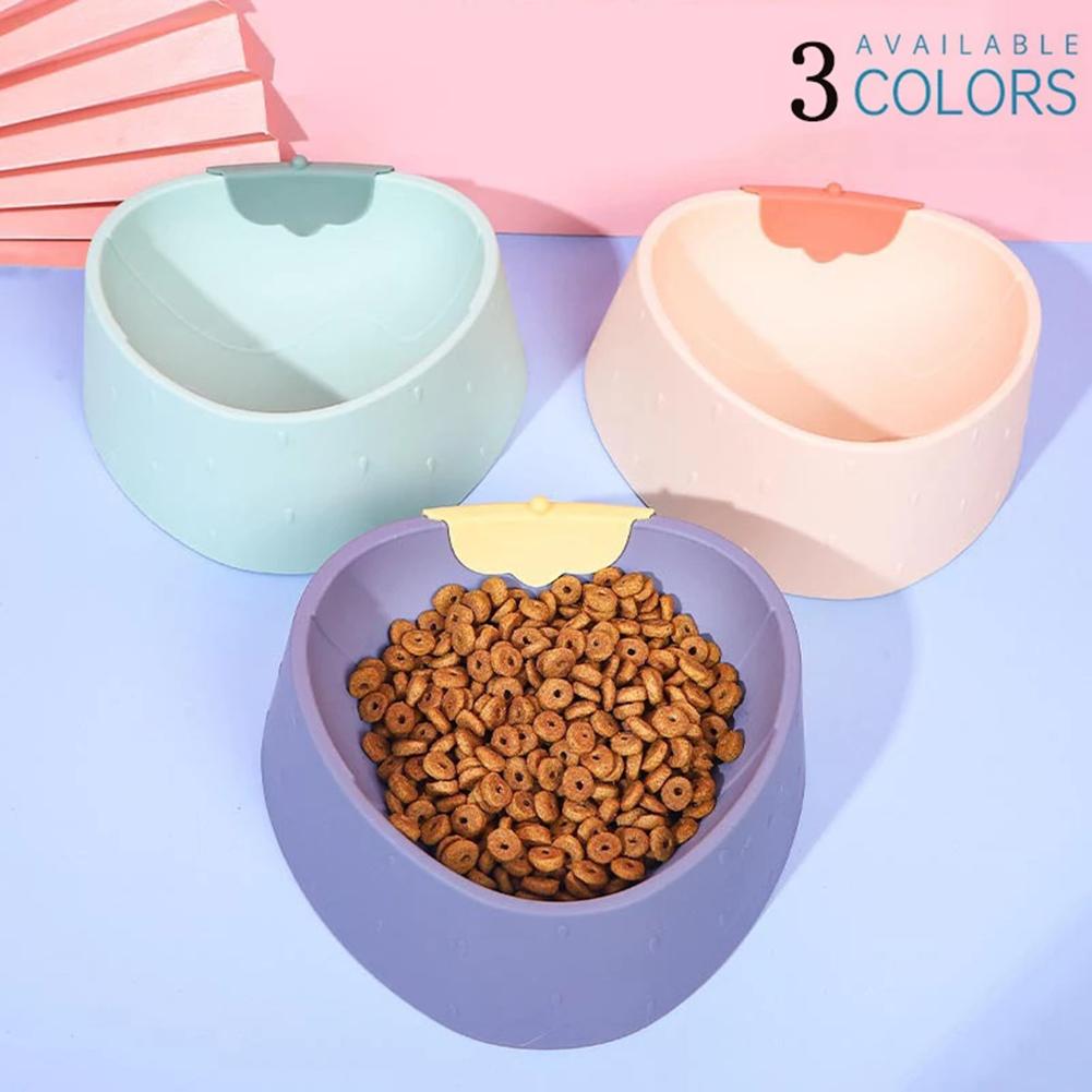 Cartoon Pet Food Bowl Strawberry Pattern Non-slip Anti-overturning Kitten Feeding Bowl Feeder Pet Supplies