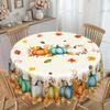 Vintage Pumpkin And Autumn Leaves Tablecloth - Blue, Orange, White, Beige, Turquoise Pumpkin Pattern
