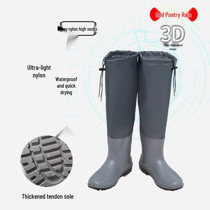 Αδιάβροχες Δερμάτινες Γαλότσες Ολόσωμες με Χοντρή Ψηλή Κορυφή για Ιππασία