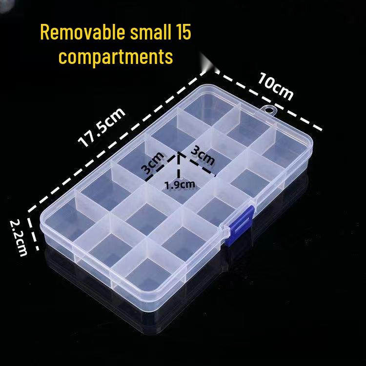Transparent Compartmentalized Storage Box for Jewelry, Hardware, and Fishing Accessories