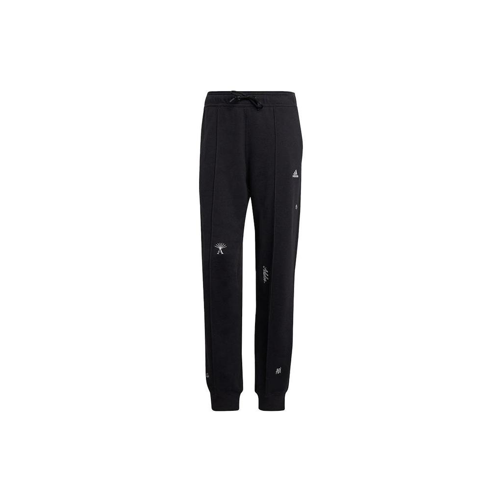 Adidas Solid Color Logo Jogger Knit Sports Pants Women Bottoms Black IC0806