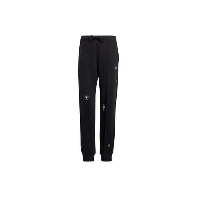 Solid Color Logo Jogger Knit Sports Pants Women Bottoms Black IC0806