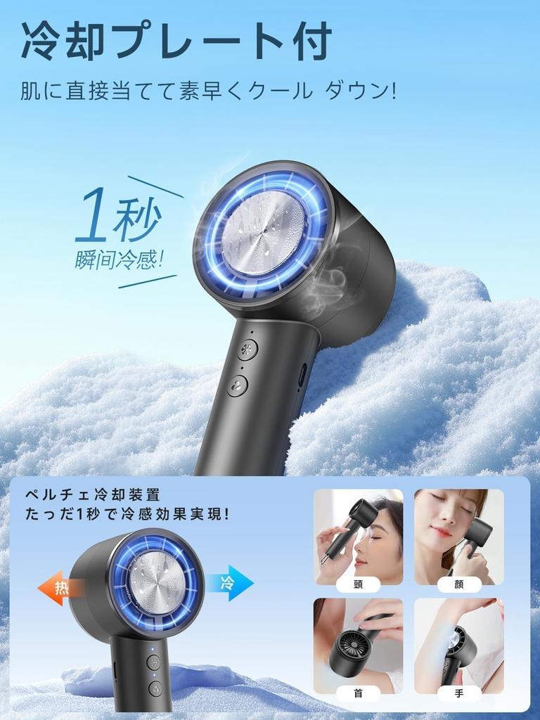 Innovative ViSSKO Handy Fan Cooling Portable Neck Handheld Tabletop High Strap USB Battery 5 Speed Mini Heatstroke Fireworks Gift Black [2025 Model] -