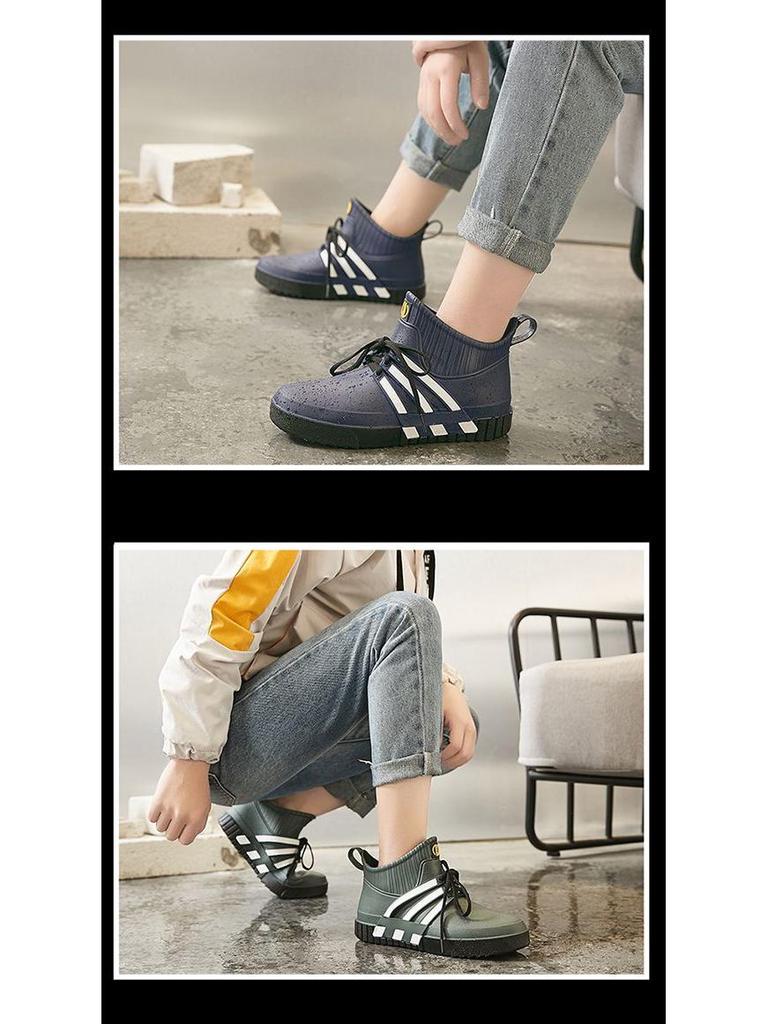 Kuchařské protiskluzové pánské nepromokavé krátké holínky - Odolné, lehké gumové boty pro venkovní použití, do kuchyně a na mytí aut.