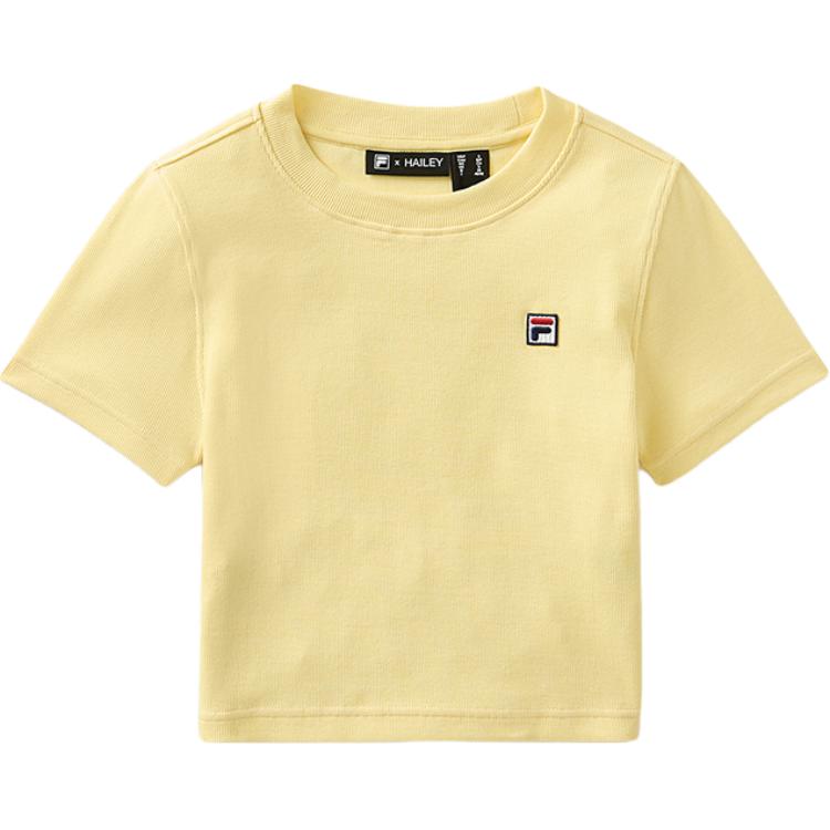 Fila X Коллаборация Хейли Серия Атлетика Модная Удобная Футболка с Коротким Рукавом Женские топы Желтый A71W523101F-YE XXL