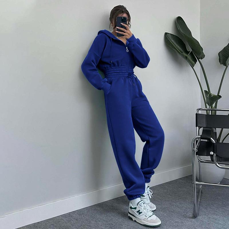 Two Pieces Tracksuits for Women Short Zipper up Hoodies Sweatshirts Coats and Drawstring Waist Sweatpants Casual Sport Clothing