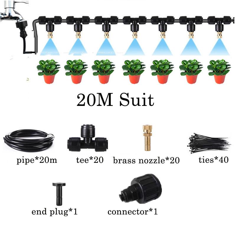 Misting Cooling System Spray System Misters For Outdoor Patio With Brass Mister System+Adapters 3/4"+ For Pasture&Garden&Gazebo
