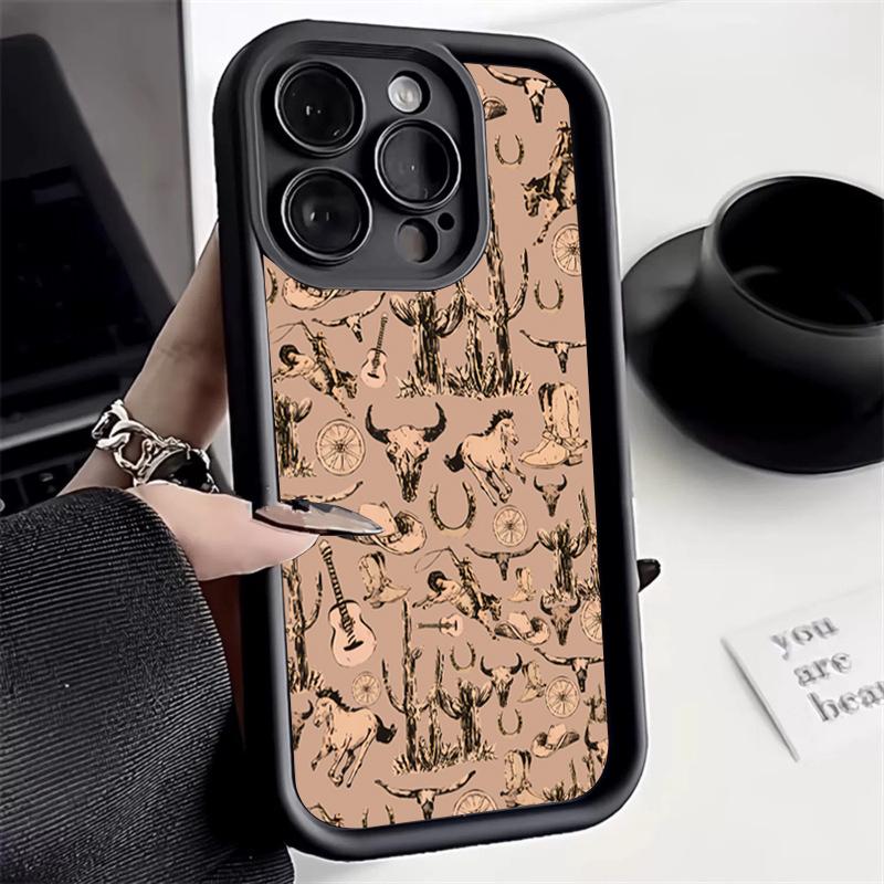 For Samsung Galaxy A15 A16 A35 A55 A14 A34 A54 A33 A52 S25 S24 Ultra S23 S22 Plus S21 FE Case Western Graffiti Brown Soft Cover