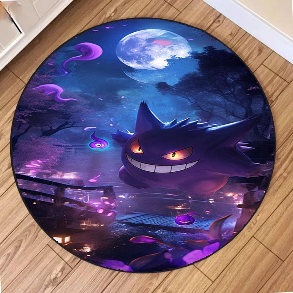  Cartoon Gengar Pokemon Round Mat Living Room Bedroom Kitchen Balcony Entrance Door Rugs Non-Slip Cute Carpet Home Decor