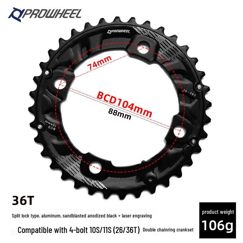 Prowheel 10/11-Speed Mountain Bike Crankset with Hollow Design and 26T/36T/38T Chainring for Bicycle Repair.