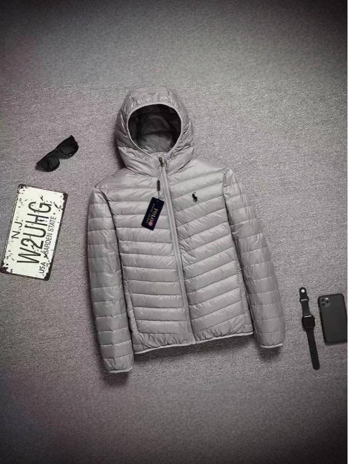 Jachetă de iarnă casual ușoară pentru bărbați 2025, cu guler înalt brodat RL - Rezistentă la frig, Mărime mare, Lungime scurtă