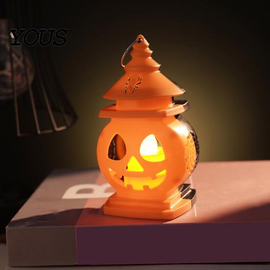 Castle Shape Halloween Light Pumpkin Lantern, Handheld Glowing Jack O Lantern Party Table Centerpiece for Kids, Spooky Decoration Prop, Night