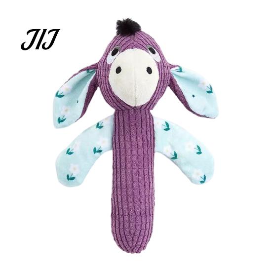 Puppy Teething Chewers Squeaky Plush Dog Toy, Cute Animal Shape, Durable Corduroy Crinkle Paper Chew Reinforced Suture Pet Playthings Interactive