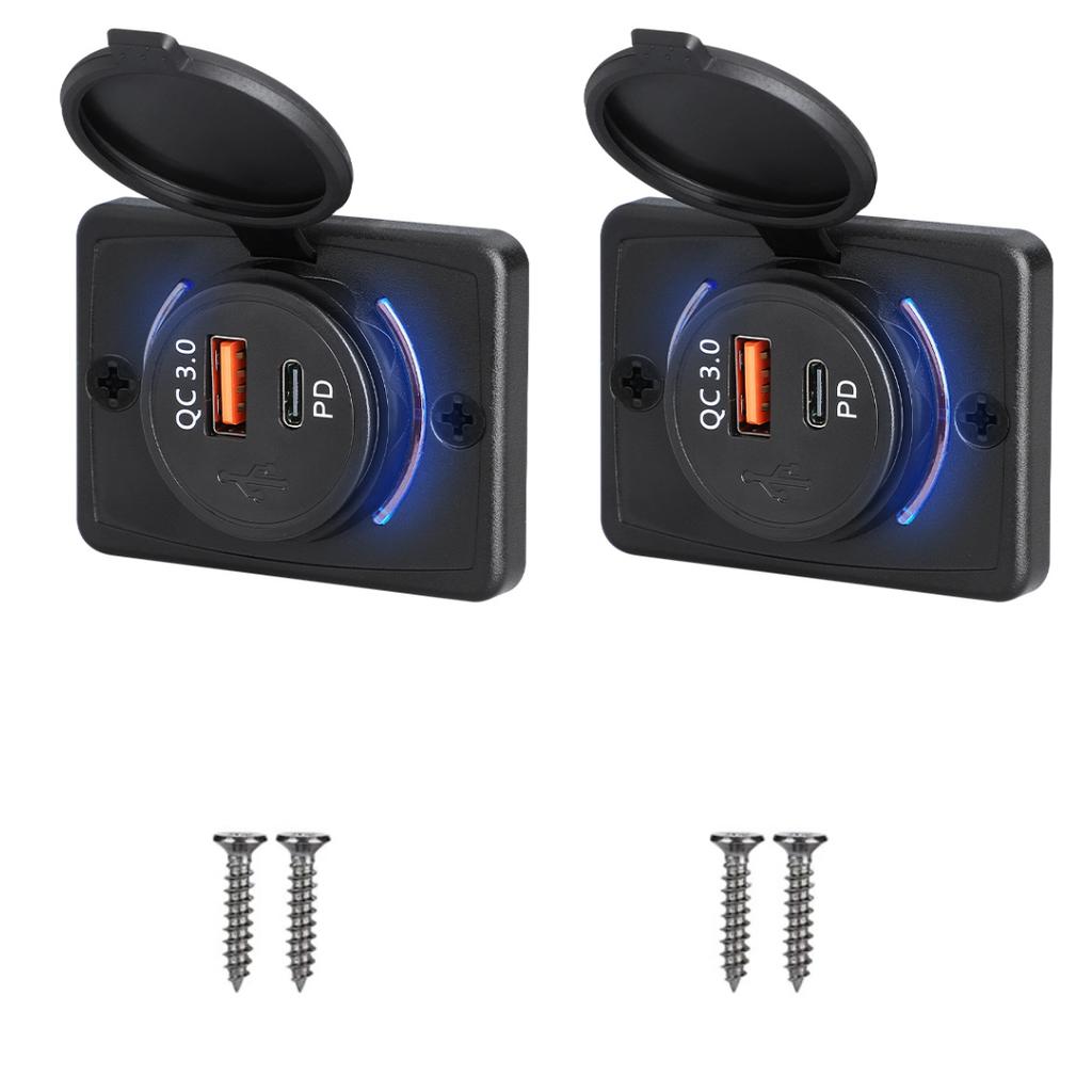 Professional Dual QC3.0 Fast Charger Panel Mount Socket 12-24V - Quick Charge 3.0 for Cars, Trucks & Marine with LED Indicator