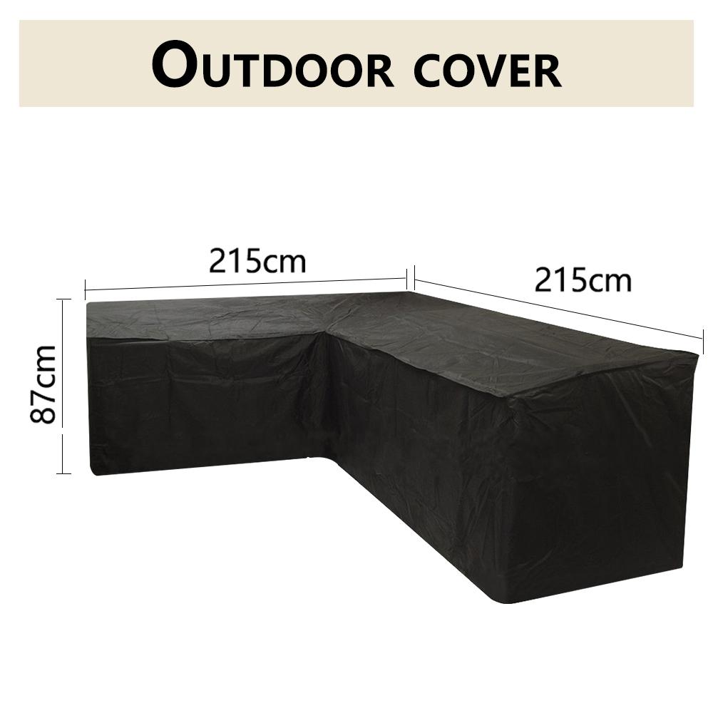 L-Shape Furniture Cover Polyester Waterproof Sofa Protective Cover with Drawstring Outdoor Sunscreen Dustproof Patio Chair Cover