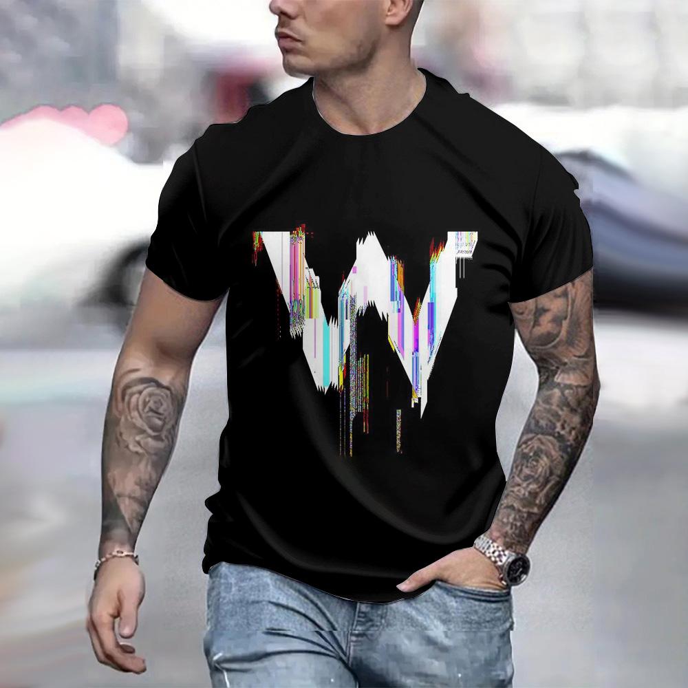 Tricou de vară pentru bărbați, cu mânecă scurtă și imprimeu 3D, cu guler rotund, sport, sport, sport, tricou ...