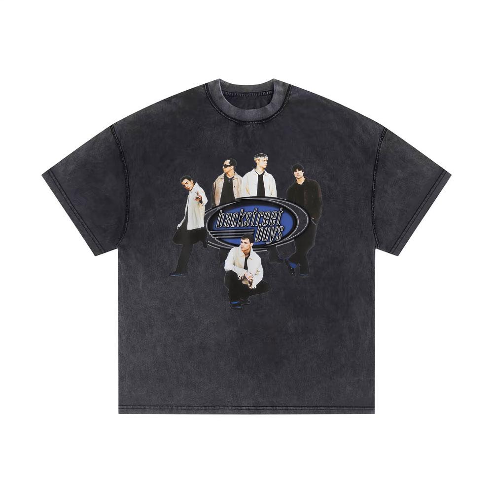 Washed Vintage Backstreet Boys Black Blue World Tour Tshirt Boy Band Bsb Group Pop Music Tshirt Men Hip Hop Oversized T Shirt S