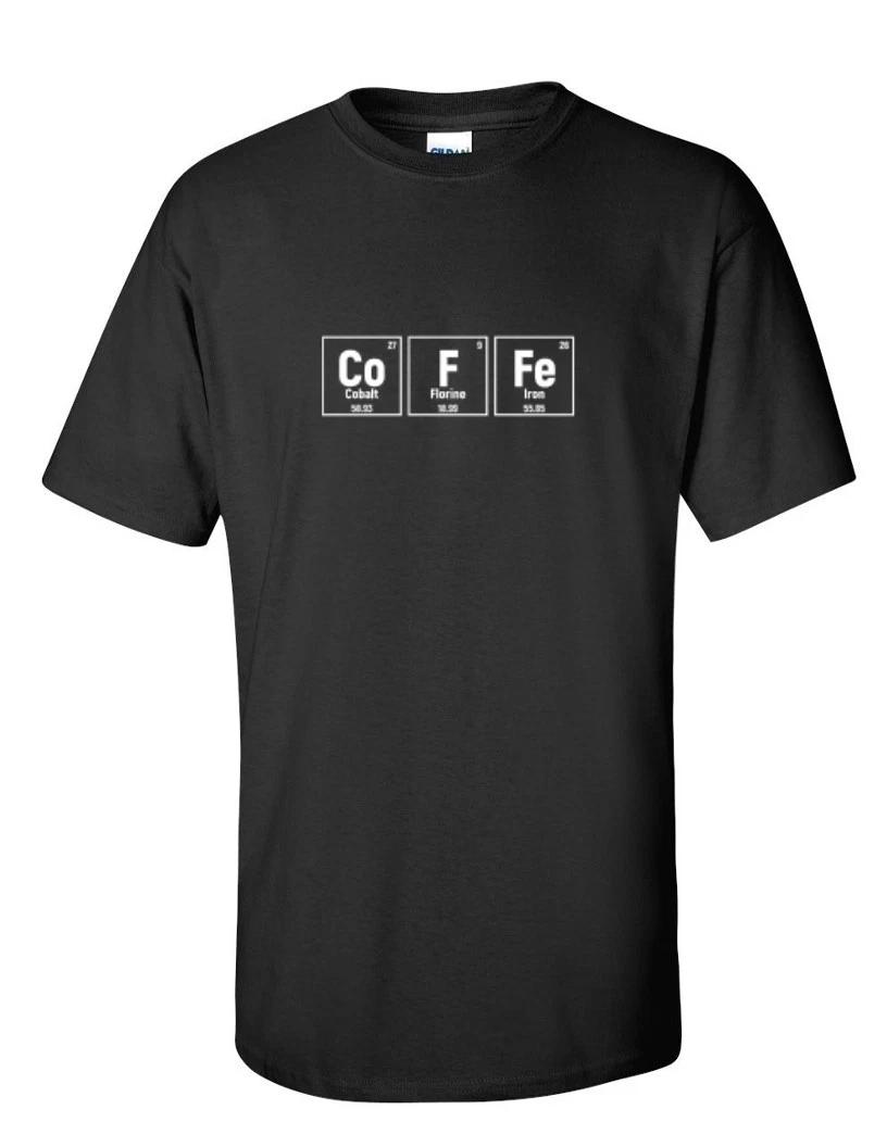 

Coffee T-Shirt Funny Periodic Table Science Caffeine Black Cotton Tee Shirt L