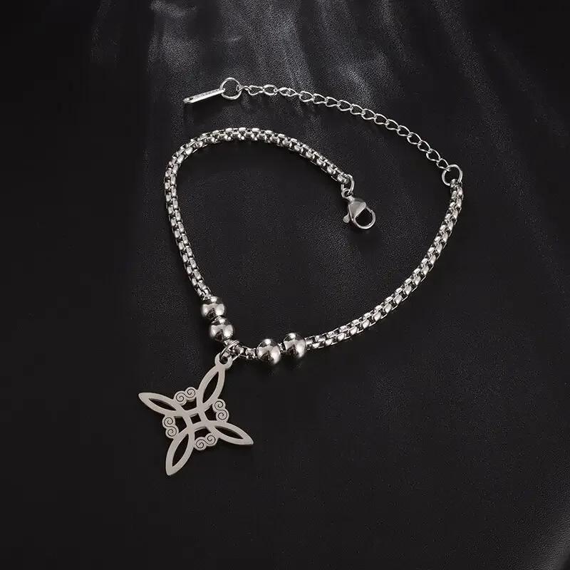Fashion Charm Witch Knot Necklace Stainless Steel Irish Celtic Knot Pendant Witchcraft Amulet Magical Jewelry Gift for Girls