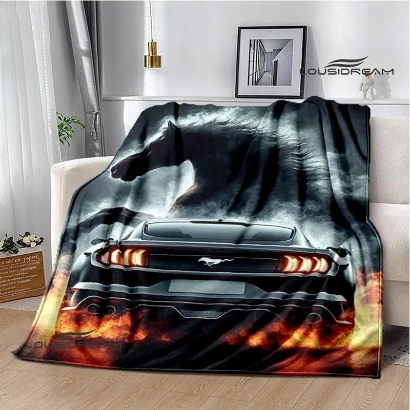 

3D M-Mustang автомобільний логотип Друкована ковдра Фланелева Теплі ковдри М яка та зручна ковдра постільна білизна cubre cama Подарунок на день народження 75x90cm