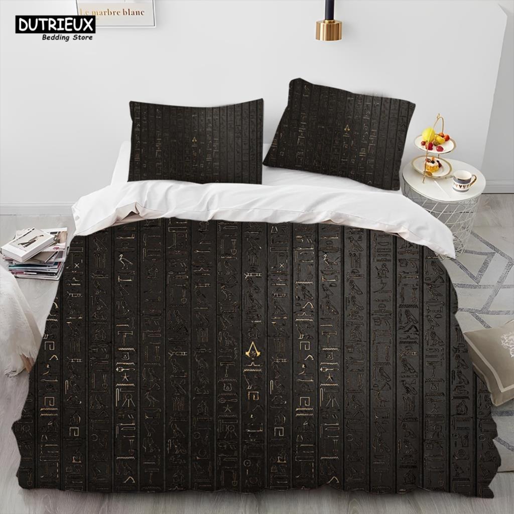 

Египетская мифология Фараон Иероглифы Одеяло Постельное белье, Пододеяльник Постельный комплект Одеяло Наволочка, Постельное белье размера Queen EU single(135x200cm)