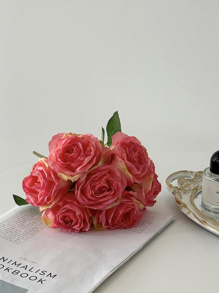 Rose Artificial Flower Arrangement for Living Room Dining Table - Preserved Dried Bouquet Vase Decoration