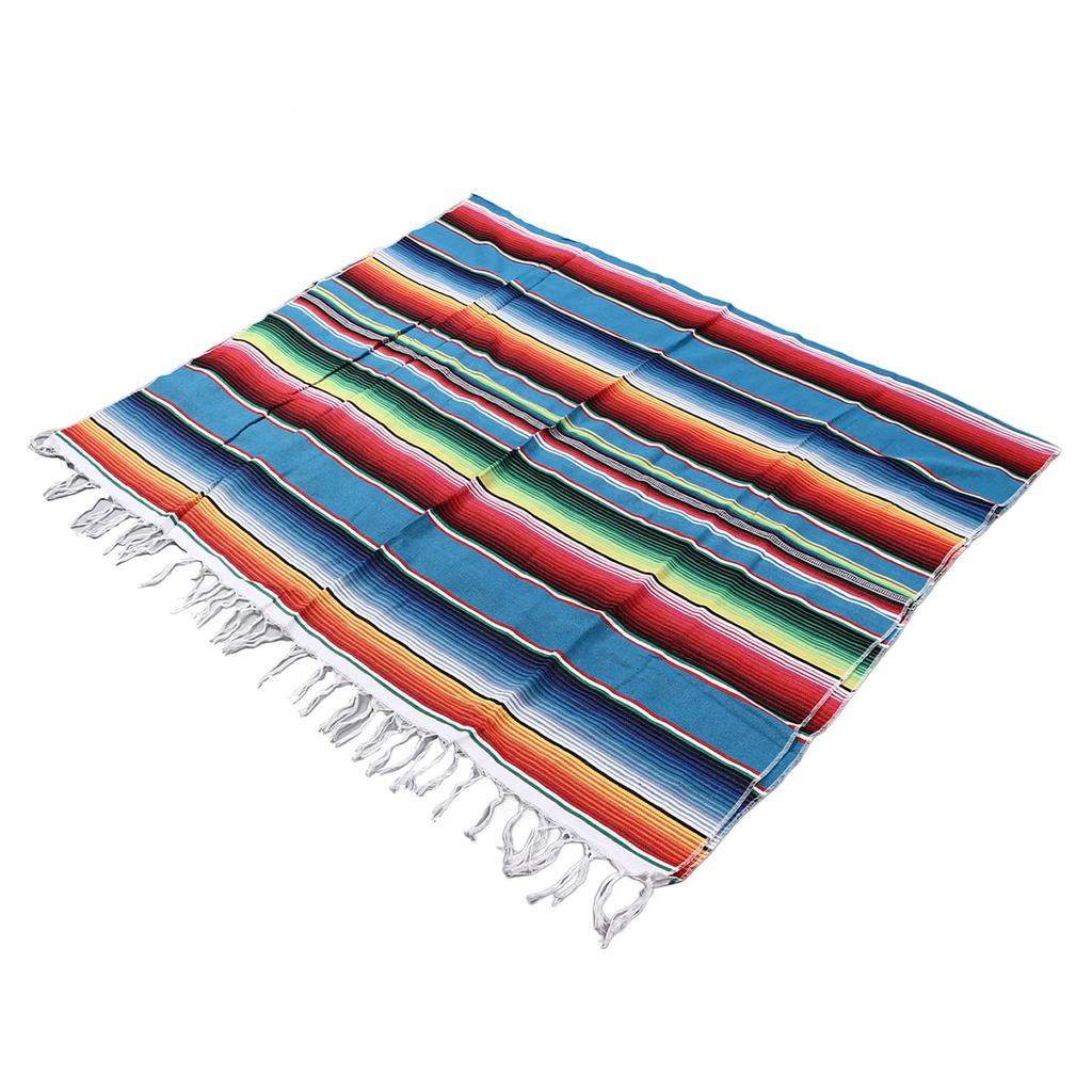 Mexican Table Runner 6.6ft Long 4.9ft Wide Bright Colors Soft Cotton Fringe Cotton Table Runner for Party Decoration