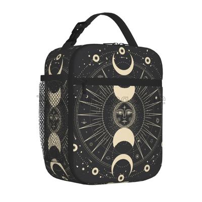 Księżyc Gwiazda Mistyczny Słońce Astrologia Tarot Gotycka Izolowana Torba na Lunch Wielokrotnego Użytku Przenośny Lunchbox dla Mężczyzn Kobiet Torba Tote na Piknik do Pracy