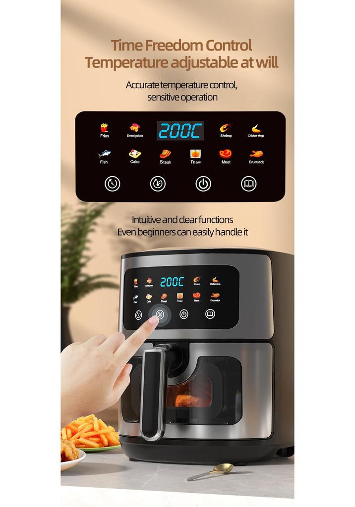 2026 Model Stainless Steel Large Capacity Electric Air Fryer