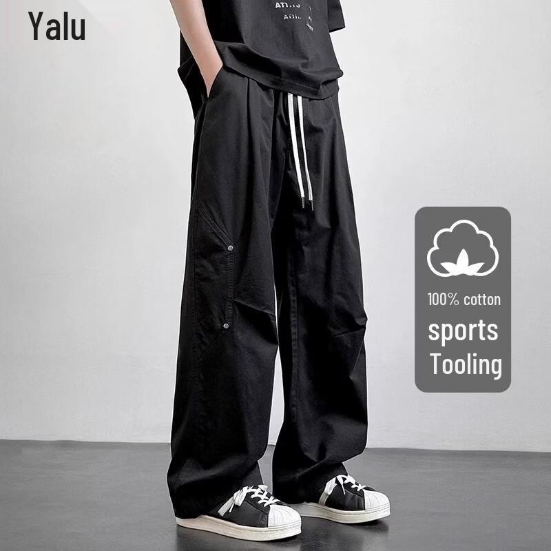 Yalu Men's Cotton Casual Straight Leg Cargo Pants