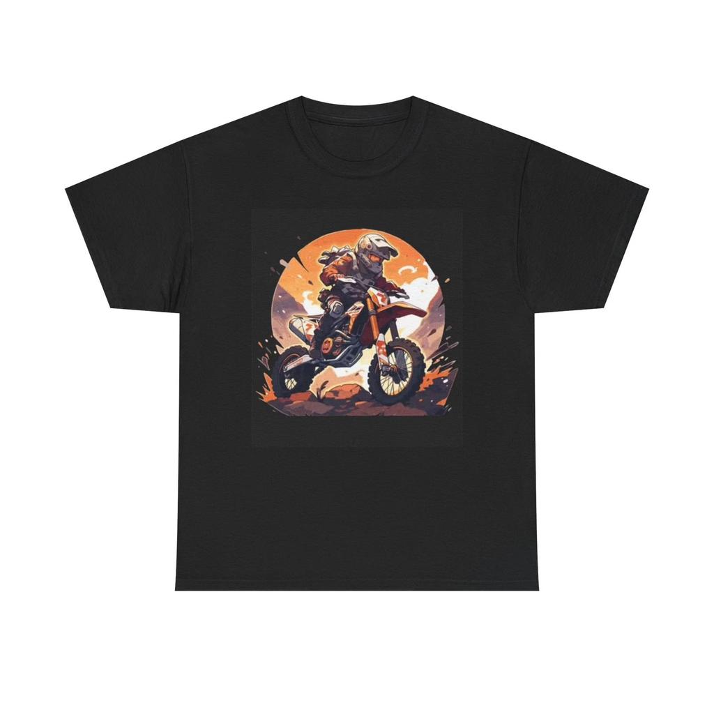 Dirt Bike Graphic T Shirt Outdoors Riding Black Unisex Heavy Cotton Tee
