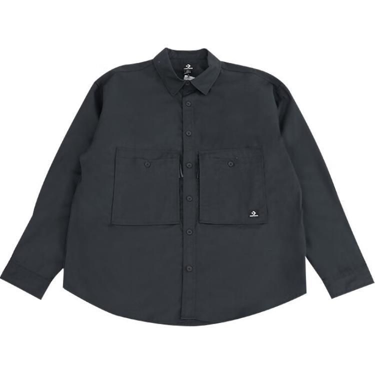 Converse Shirts Unisex Black Lapel Moderate Workwear 10027258-A01