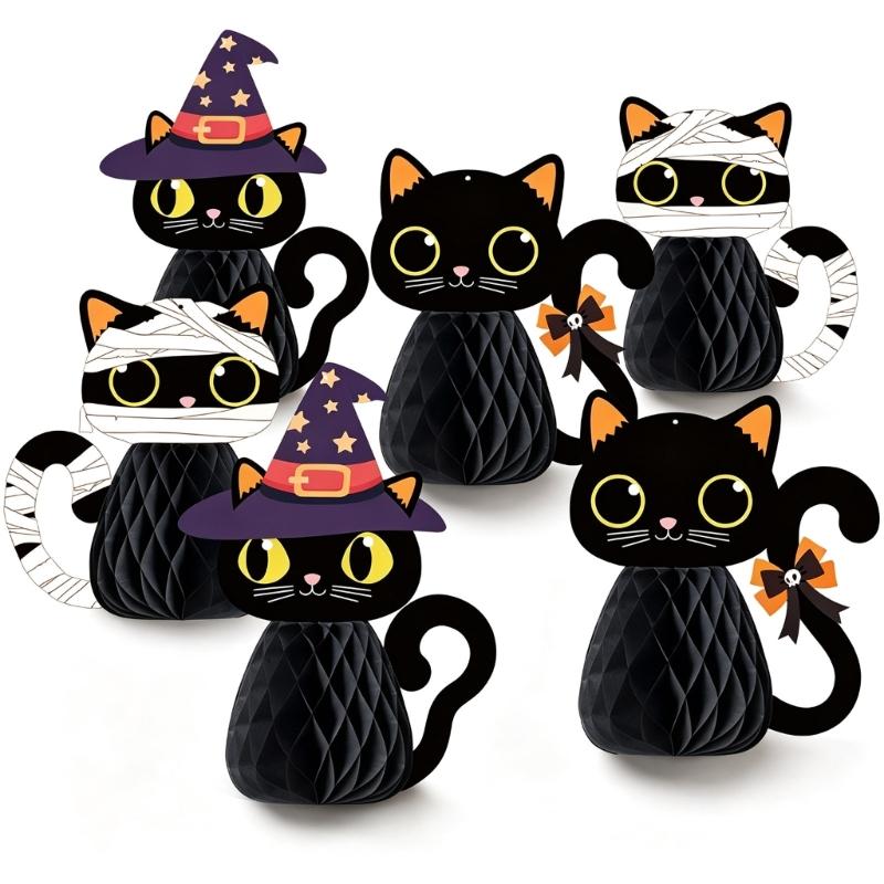 Halloween Freestanding Paper Figure Set, Seasonal Display Accent for Home Tables, Shelf Styling, Entry Points and Retail Shop Scenes