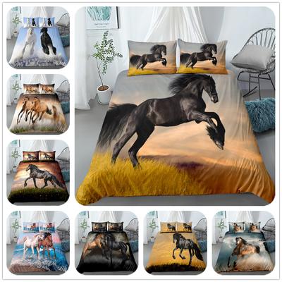 3D-Ölung Running Horse Bettbezug-Set Single Twin Double Queen King Cal King Size Bettwäsche-Set