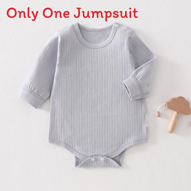 Baby Cotton Long Sleeve Footed Romper With Bone Free Jacquard Design For Newborns And Infants