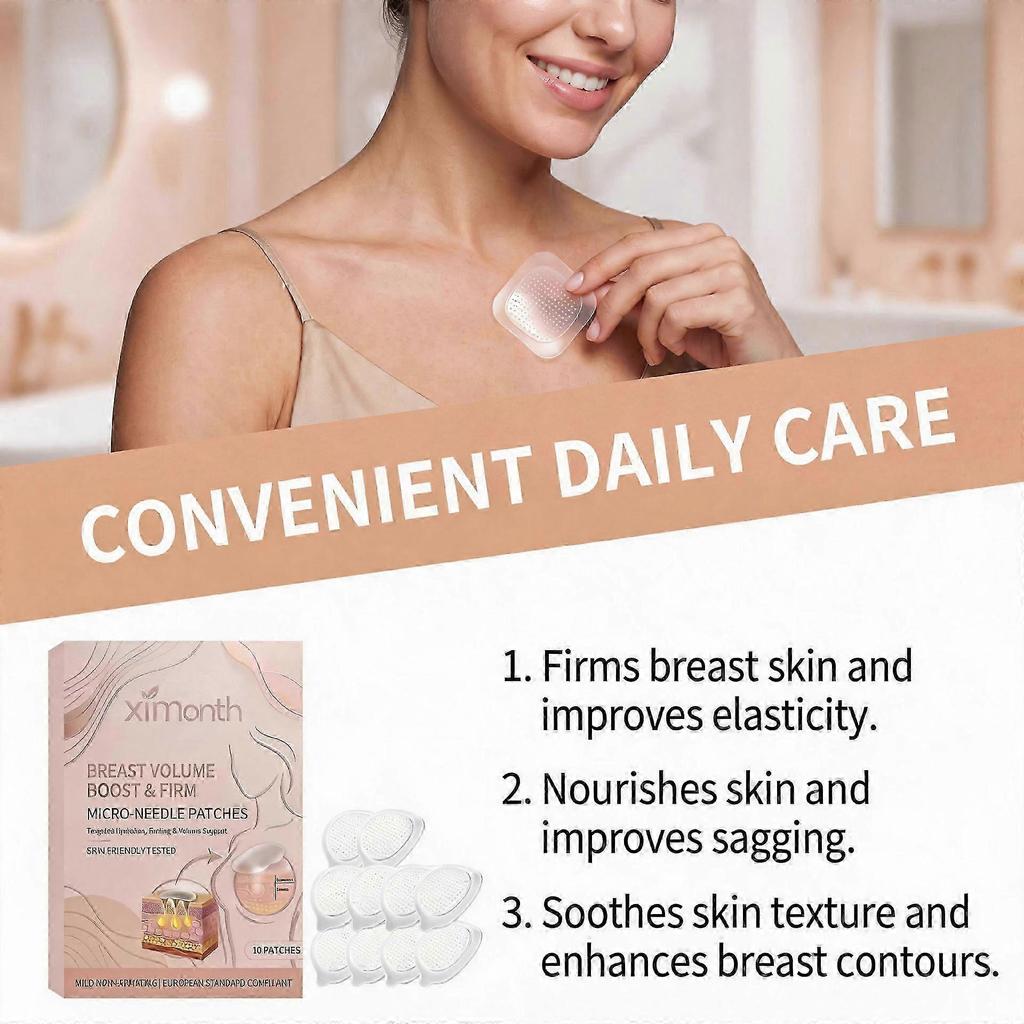 30 Patchs Lifting Seins à Microneedles, Patchs Hydrogel pour Hydratation Ciblée, Raffermissement & Lifting