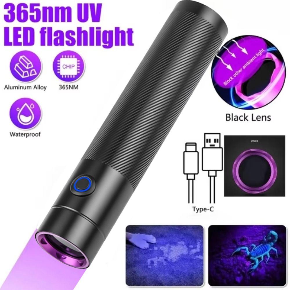 IPX4 Waterproof 365nm Purple Light Lamp Shockproof Blood Tracking Light UV Flashlight  Resin Curing