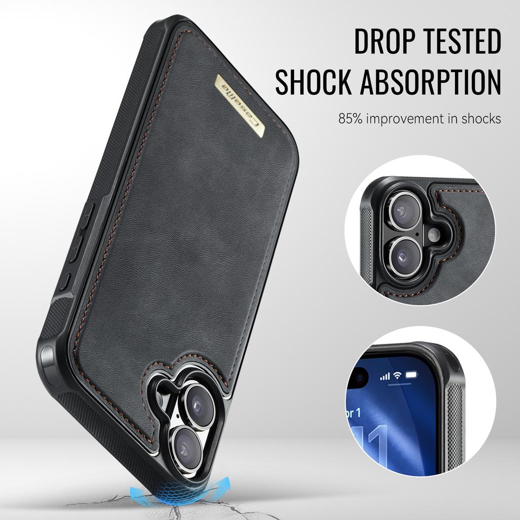 CASEME ME80 Series For iPhone 17 Magnetic Case Leather PC TPU Phone Cover with Detachable Wallet