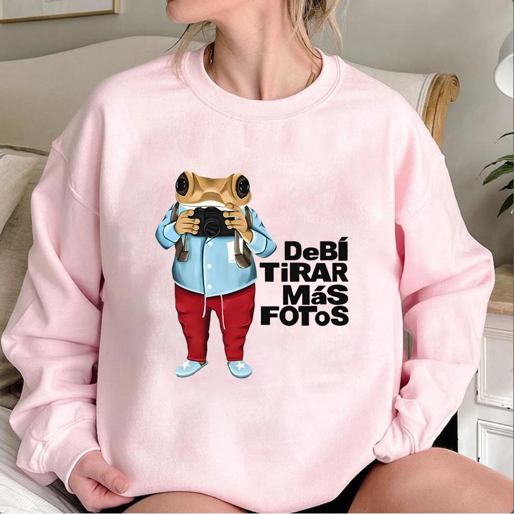 Cartoon Frog DTMF Printing Sweatshirt Debi Tirar Mas Fotos Shirt Funny Frog Pullover Unisex Long Sleeve Sweatshirts Latina Gift