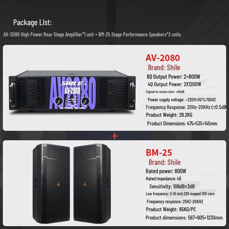 SHILE Professional Dual 15-inch High-Power Stage Speaker System (CN version)