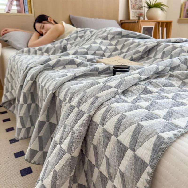3-Layer Summer Quilt - Lightweight Multi-Functional Yarn (Thin Blanket/Bed Sheet, All-Season Comfort)