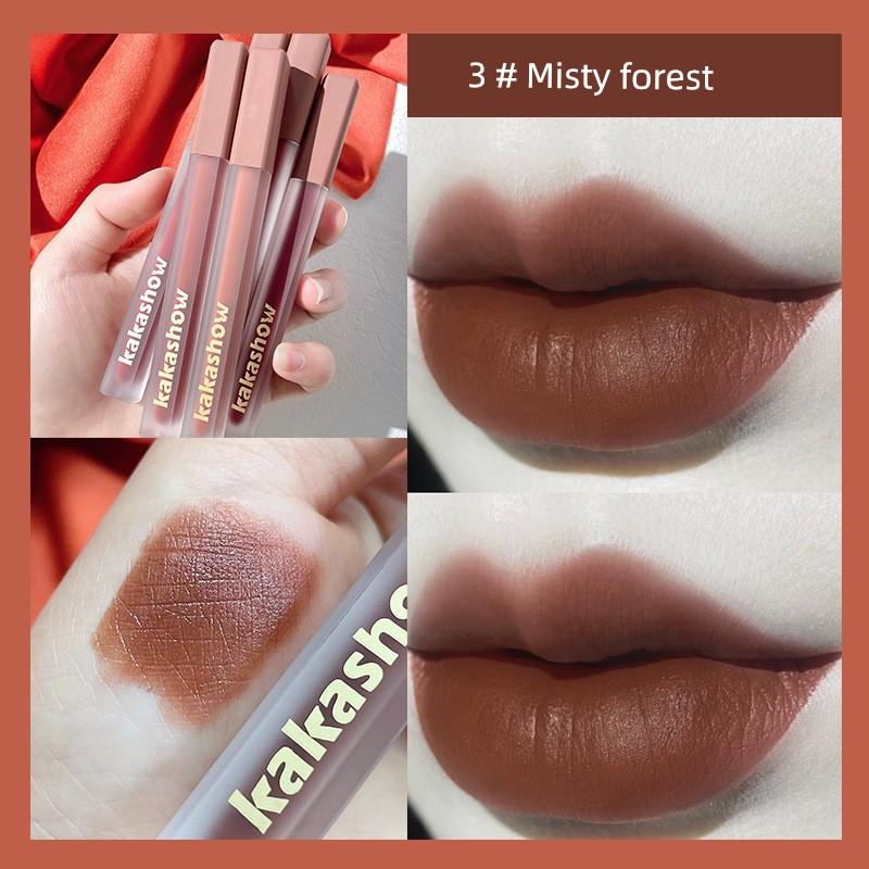 White ~ Caramel Rose Pink Mist Lip Lacquer Matte Finish Non-Fading No Stain On Cup Thin Tube Lipstick Female Student Lip Mud