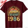 Divertente 40 Anni Vintage Febbraio 1986 Regalo 40° Compleanno Maglietta Uomo Abbigliamento Harajuku Streetwear Magliette Grafiche Unisex Top